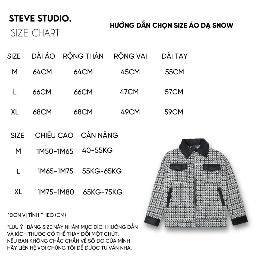Áo Khoác Dạ nam Tweed SNOW Localbrand STEVE Trần Bông, dài tay, mix da họa tiết kẻ ô sang trọng.