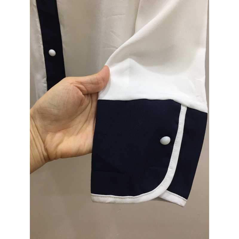 Áo sơ mi phối viền cổ bẻ