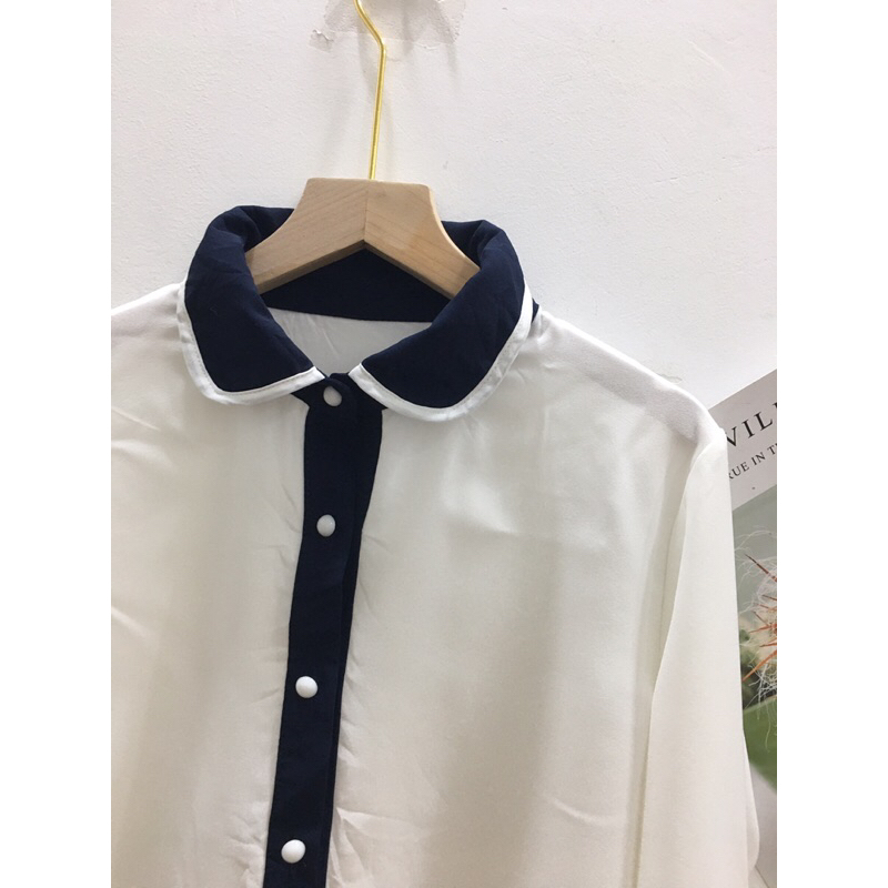 Áo sơ mi phối viền cổ bẻ