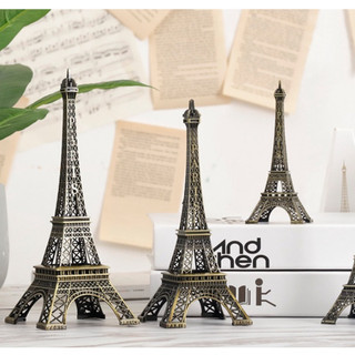 Mô hình tháp Eiffel màu đồng cổ điển cao 25cm chất liệu kim loại sang trọng lãng mạn phù hợp trưng bày quà tặng
