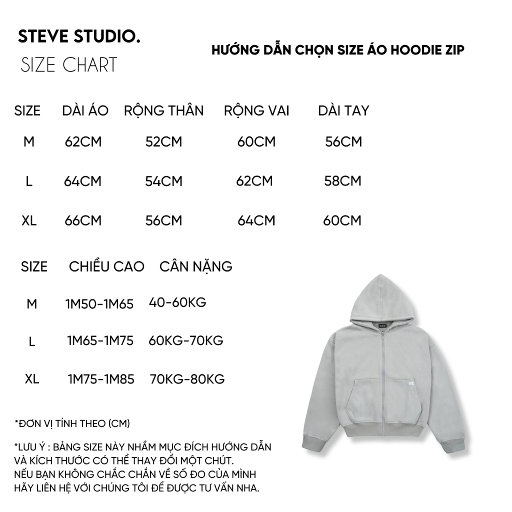 Áo Khoác Nỉ Hoodie Zip STEVE Nỉ Bông Form Rộng Nam Nữ Unisex