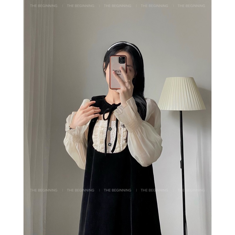 V410 Cher Velvet Dress Váy nhung pha tơ hàng cao cấp