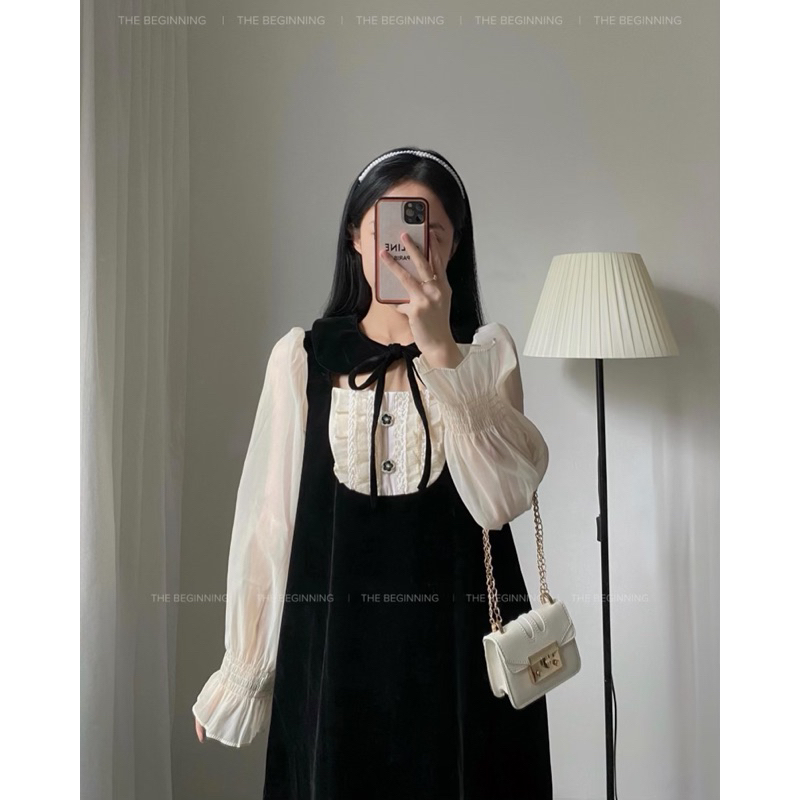 V410 Cher Velvet Dress Váy nhung pha tơ hàng cao cấp