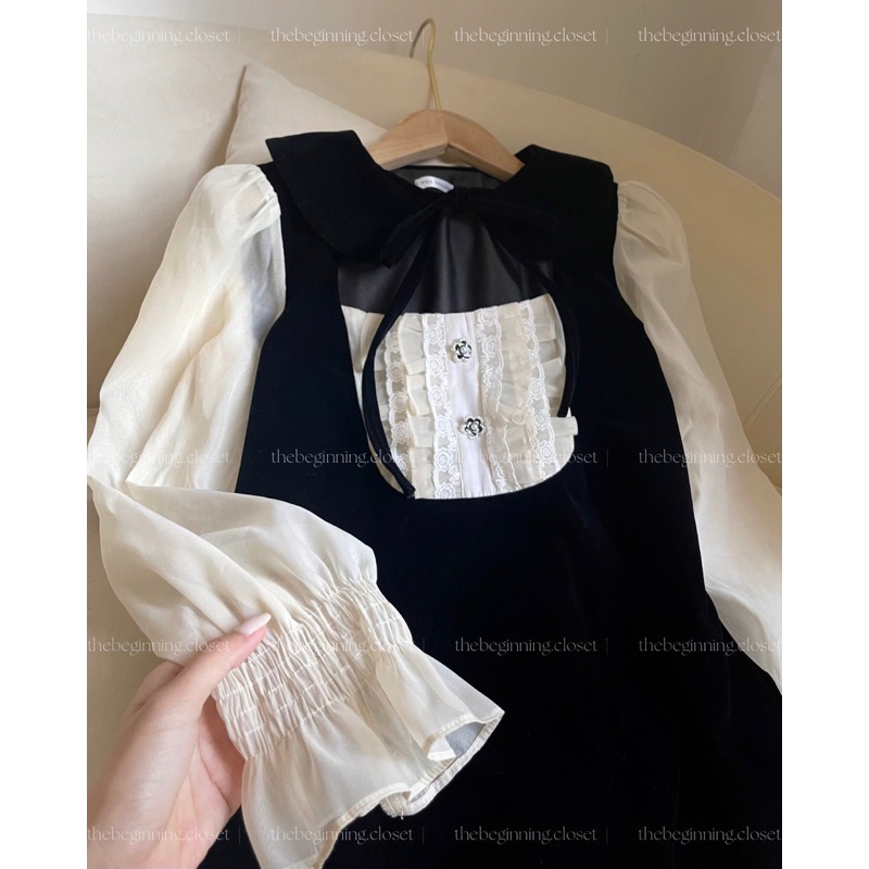 V410 Cher Velvet Dress Váy nhung pha tơ hàng cao cấp