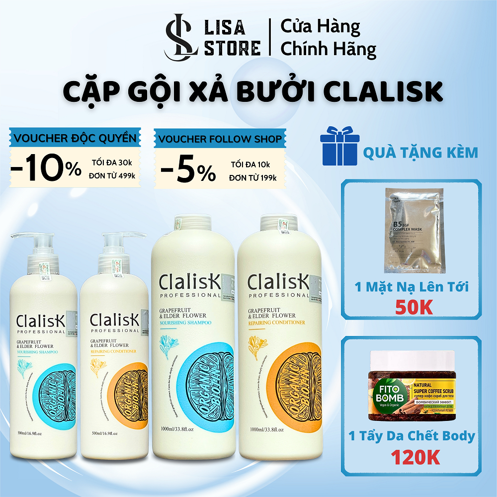 Dầu Cặp Gội Xả Bưởi CLalisk Phục Hồi Hư Tổn Chống Rụng Tóc Kích Thích Mọc Tóc 1000ml/500ml - LISA STORE