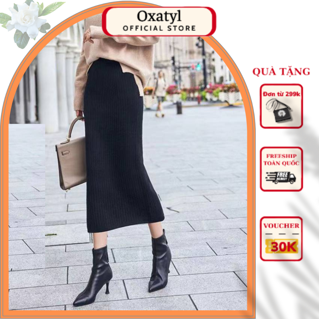 Chân váy len dáng xuông dài Oxatyl V80 chân váy mùa đông cao cấp