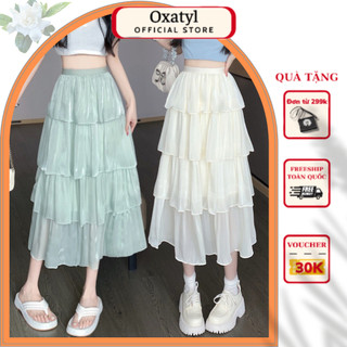 Chân váy von dài 4 tầng V114 cao cấp chất von tơ óng thời trang trẻ mặc đi chơi đi làm