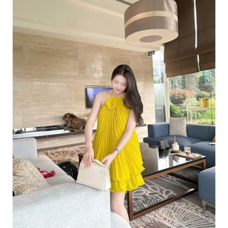 Sét bộ thời trang nữ chất voan xếp ly cổ dây đính hoa không tây quần đùi lưng thun ống rộng mini trẻ trung