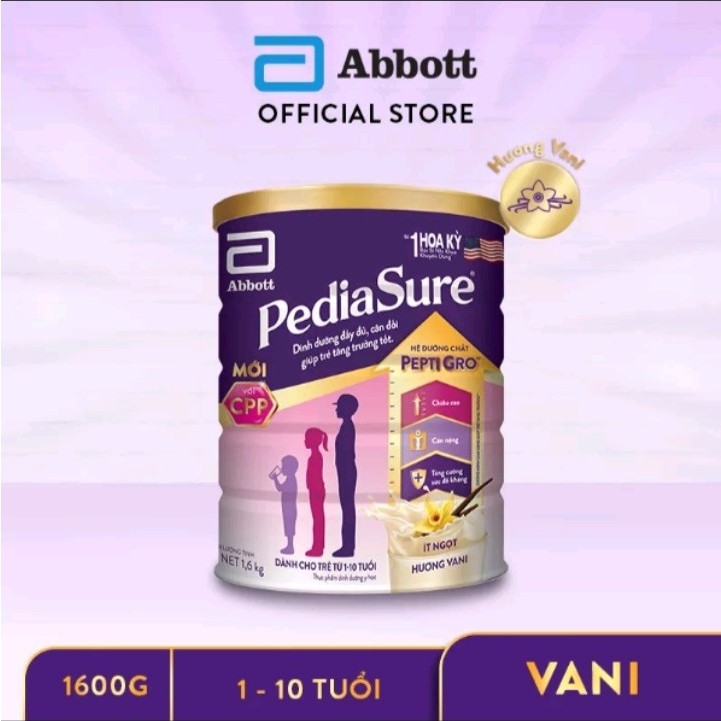 COMBO 5-6 Lon Sữa bột pediasure 1.6kg hương Vani date mới 2025