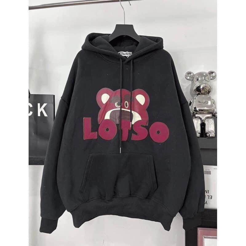 Áo khoác hoodie in hình họa tiết gấu lotso chất nỉ bông form rộng có mũ phù hợp cho cả nam và nữ mặc mùa đông