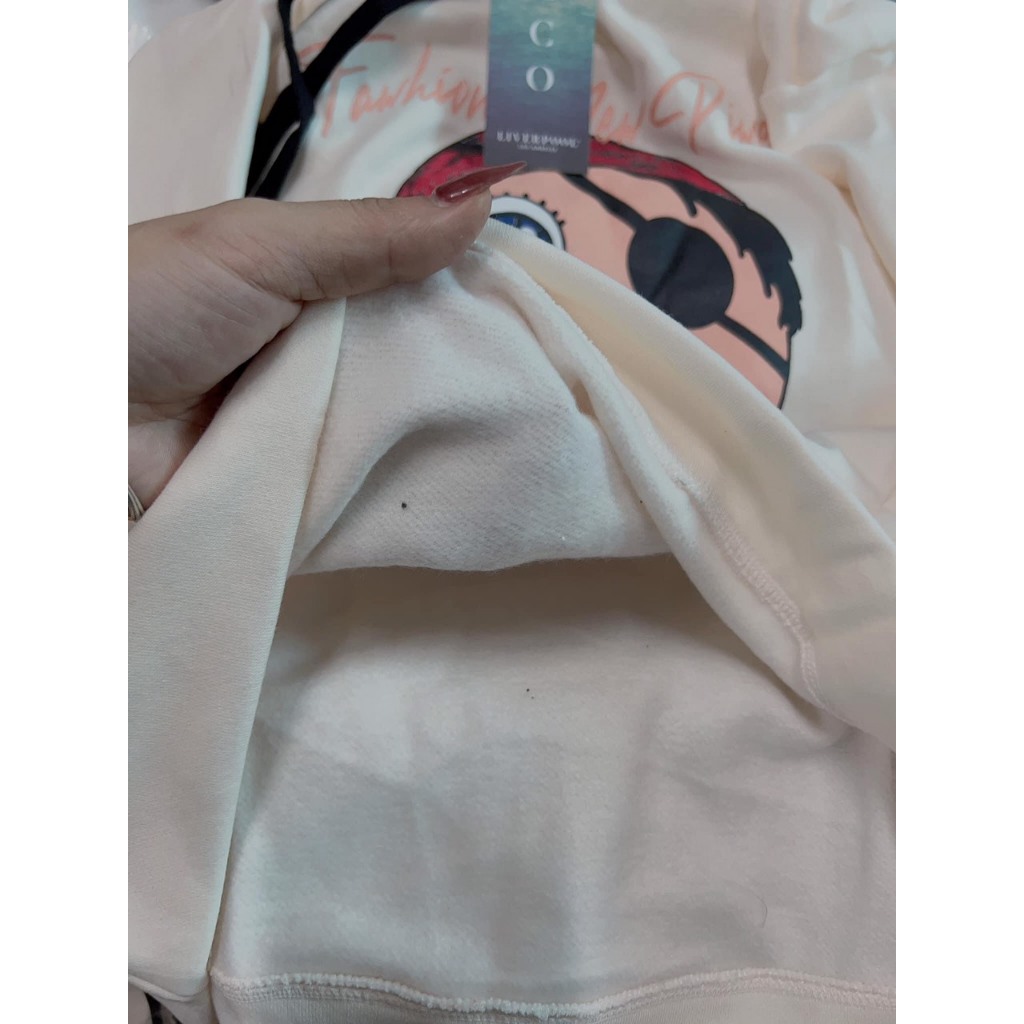 Áo Hoodie nỉ bông Hoạt Hình unisex màu Trắng/ Đen nam nữ mặc được, Chất Nỉ Bông Siêu Ấm Áp