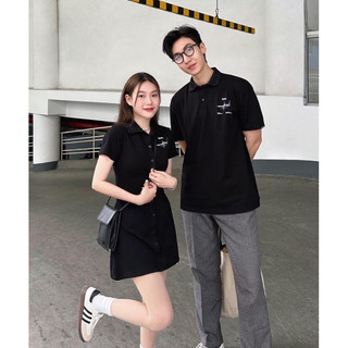 ĐẦM POLO ĐEN THÊU CHỮ