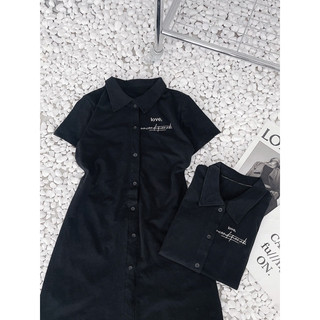 ĐẦM POLO ĐEN THÊU CHỮ