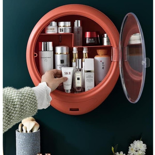 Hộp đựng mỹ phẩm treo tường và vật dụng phong cách hiện đại có nắp mở tránh bụi, ngăn kéo đựng vật dụng, chất liệu nhựa