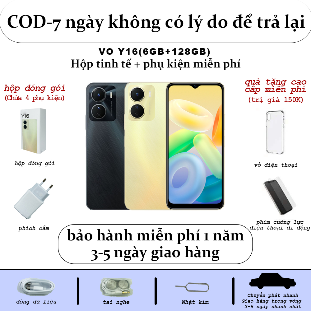 Điện thoại vivo Y16  - 6.51 inch Màn hình giọt nước-pin tận 5000m ahXuất hiện tinh tế và hiệu suất mạnh mẽ