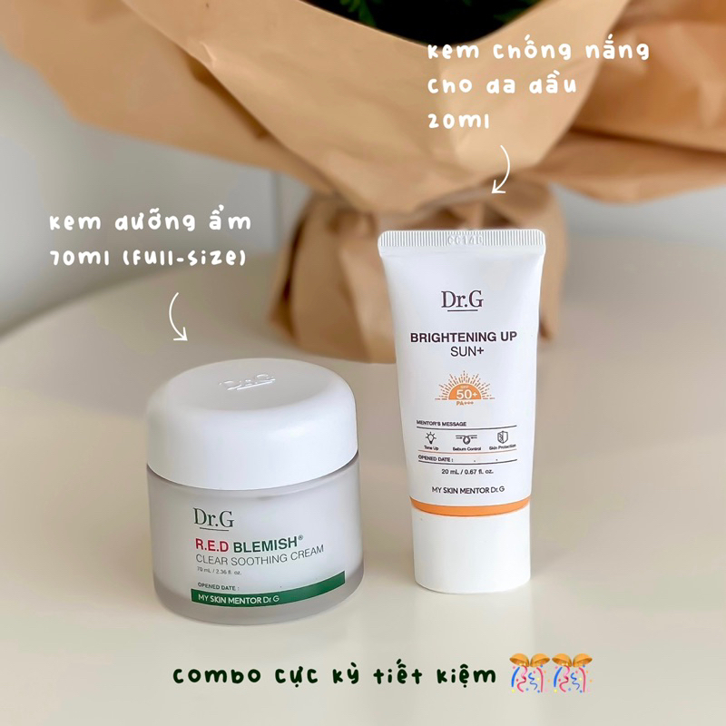 Set kem dưỡng + kem chống nắng Dr.G Red Blemish Soothing For Sensitive