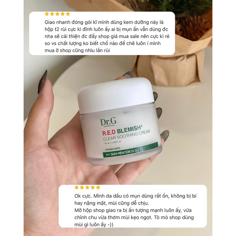 Set kem dưỡng + kem chống nắng Dr.G Red Blemish Soothing For Sensitive