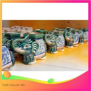 Hủ lọ đựng tăm, con voi tăm hoa văn, con voi tăm