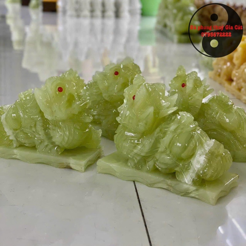 Cặp tỳ hưu đá ngọc hoàng long 20cm 15cm vip  có kiểm định