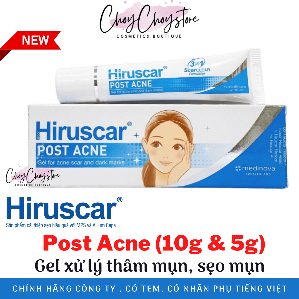 [TEM CTY] HIRUSCAR Post Acne Tuýp 5g và 10g - Gel chăm sóc sẹo mụn và mụn thâm