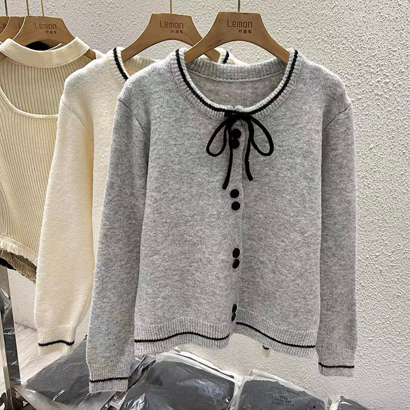 Áo Len Áo Khoác Cardigan Cổ Nơ Chất Len Dày Mịn - OSAA DAILY