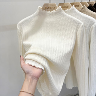 [ẢNH THẬT] SẴN Áo len giữ nhiệt cổ cao viền bèo siêu xinh len thêu xương cá nổi bật ôm body chất dày mịn thu đông