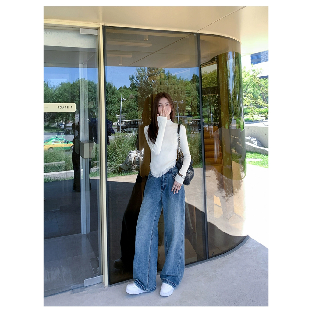 Áo len giữ nhiệt cổ lọ dáng ôm body dài tay vạt chéo tua rua basic dễ phối dáng vừa ulzzang girl