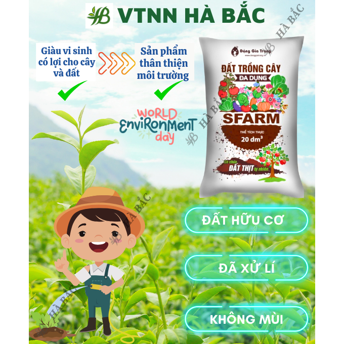 Đất Trồng Cây Đa Dụng SFARM 20dm3 Đặng Gia Trang - Thích Hợp Dùng Cho Mọi Loại Cây Trồng