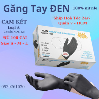 Găng tay màu đen nitrile - hộp trắng