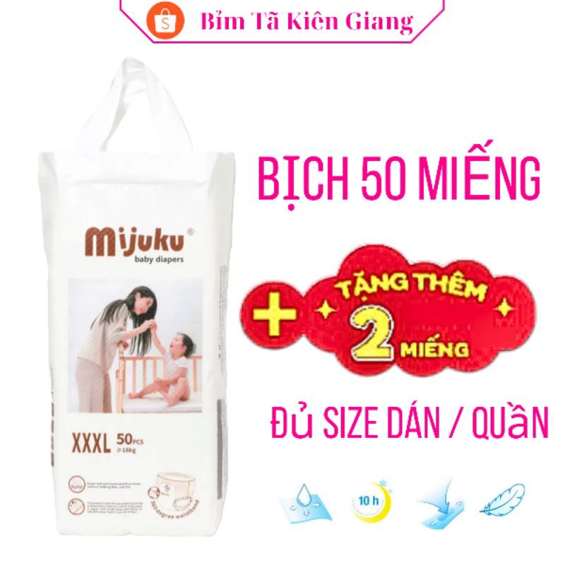 TÃ MIJUKU ĐỦ SIZE DÁN/QUẦN BỊCH 50 MIẾNG TẶNG THÊM 2 MIẾNG