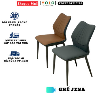 Ghế Ăn Bọc Da Pu YoLo Jena, Chân Sắt Sơn Tĩnh Điện. Nhập Khẩu Cao Cấp Hiện Đại, Phù Hợp Căn Hộ Chung Cư Gia Đình
