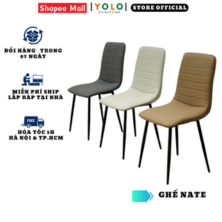 Ghế Ăn Bọc Da Pu YoLo Nate, Chân Sắt. Nhập Khẩu Cao Cấp Hiện Đại, Phù Hợp Căn Hộ Chung Cư Gia Đình