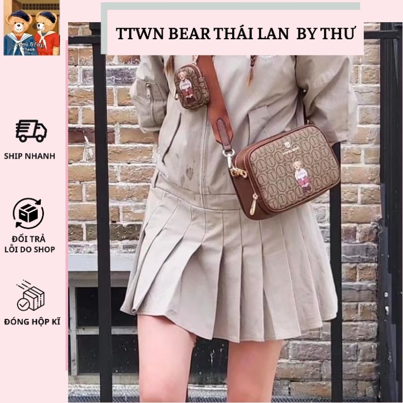 Túi hộp 2 ngăn màu nâu TTWN BEAR THÁI LAN chính hãng TN 3405