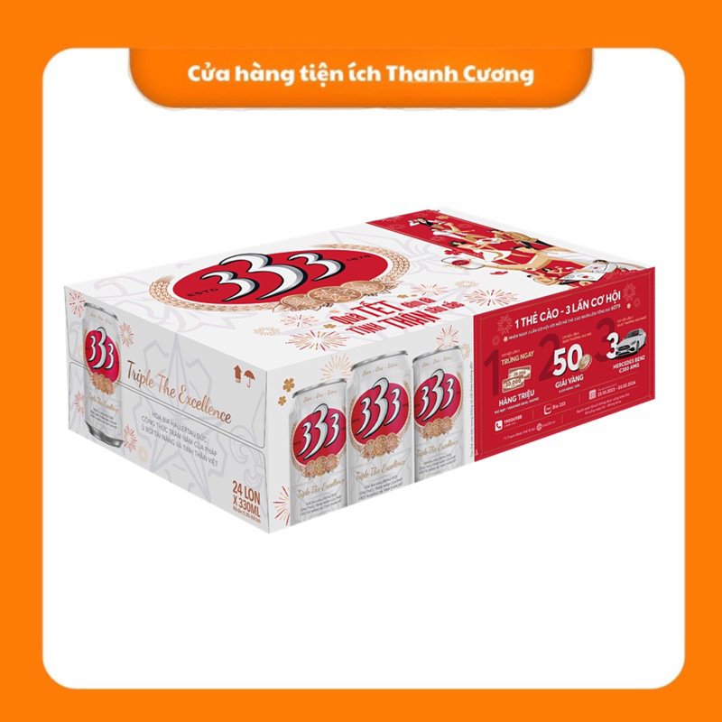 Thùng 24 Lon Bia 333 330ml (có trúng thưởng)