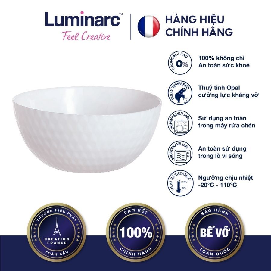 Bộ 6 Chén Thuỷ Tinh Luminarc Pampille Trắng 13cm - LUPAQ4659