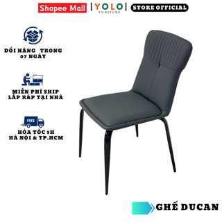 Ghế Ăn Bọc Da Pu YoLo Ducan, Chân Sắt Sơn Tĩnh Điện. Nhập Khẩu Cao Cấp Hiện Đại, Phù Hợp Căn Hộ Chung Cư Gia Đình