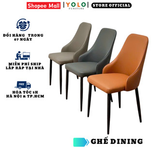 Ghế Ăn YOLO Dining, Da PU, Chân Sắt Sơn Tĩnh Điện. Nhập Khẩu Cao Cấp Hiện Đại, Căn Hộ Chung Cư Nhà Phố