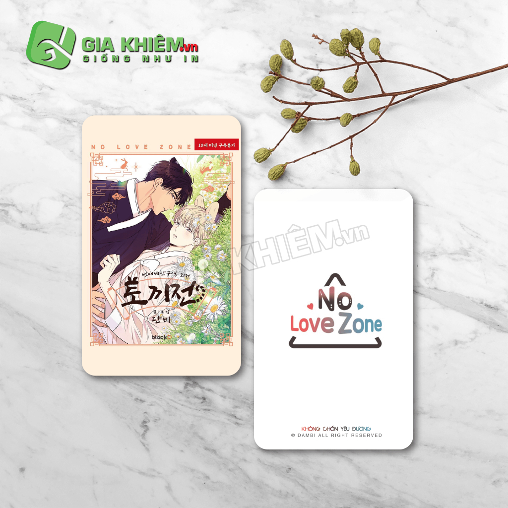 Card bo góc giấy truyện KHÔNG CHỐN YÊU ĐƯƠNG - NO LOVE ZONE