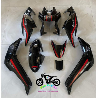 vỏ nhựa Xe điện xmen 8 món dán sẵn tem chỉ đỏ.