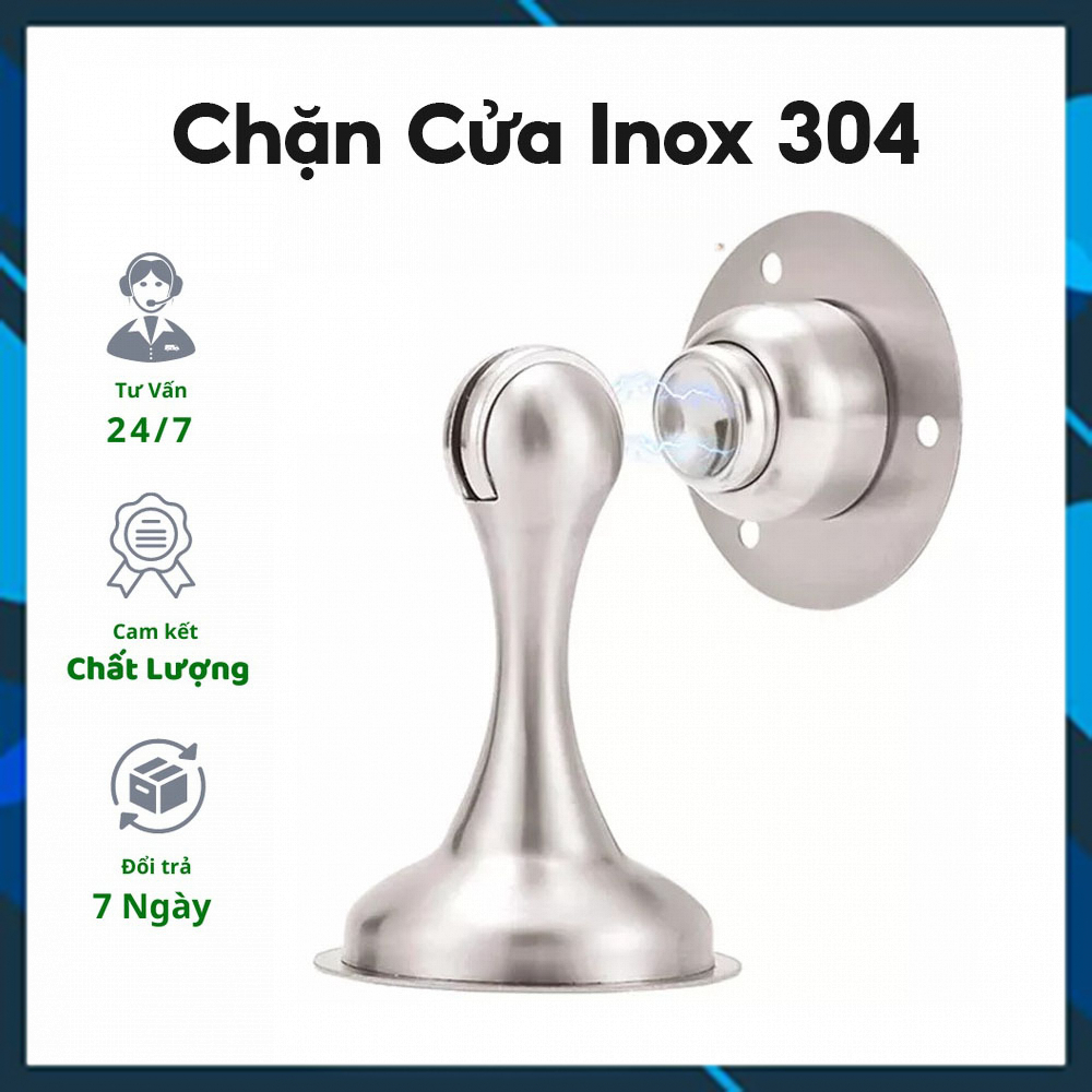 [HỎA TỐC] - Hút Chặn Giữ Cửa Nam Châm Chống Va Đập, Hít Cửa Inox 304, Không Cần Khoan Kèm Keo 3m Dán