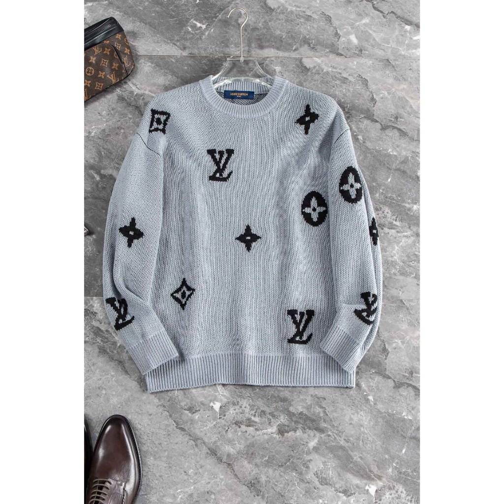 Áo cardigan dệt kim thêu logo chữ cái Louis Vuitton LV