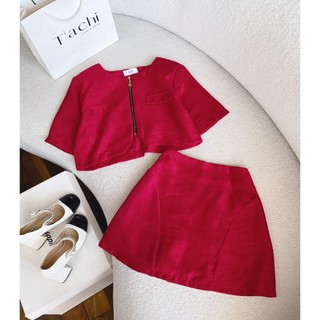 SET ÁO CROPTOP DẠ DÂY KÉO + QUẦN SHORT
