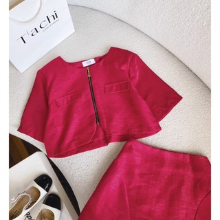 SET ÁO CROPTOP DẠ DÂY KÉO + QUẦN SHORT