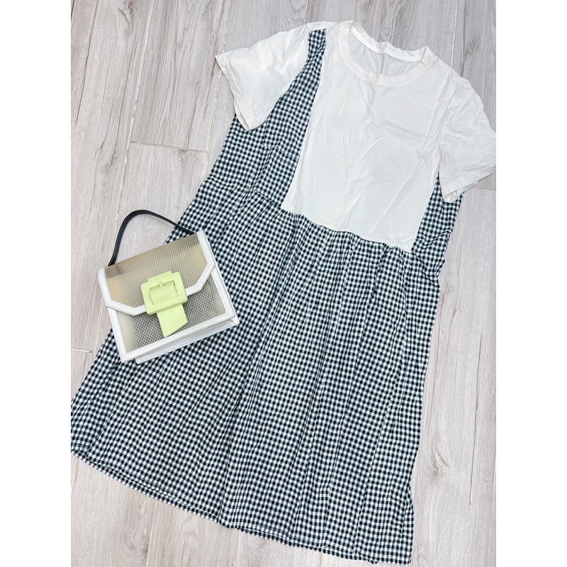 🎀 Đầm Thun Cổ Tròn Form Suông Freesize Phối Họa Tiết Caro Cá Tính Trendy Dành Cho Nữ 🎀