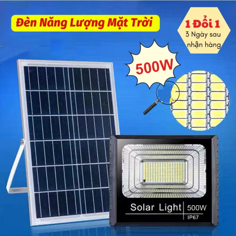 Đèn Năng Lượng Mặt Trời Solar Light Công Suất 500W Chống Nước Tiết Kiệm Điện Siêu Sáng Thời Gian 8 Đến 10 Giờ