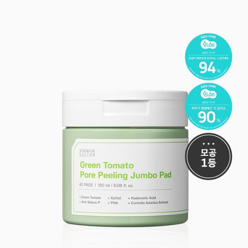 Pad Tẩy Da Chết Cà Chua Xanh GREEN TOMATO PORE PEELING JUMBO PAD SUNGBOON 180ML