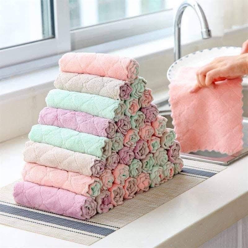 Set 10 Khăn Lau Bếp Đa Năng Siêu Thấm, Siêu Dai, Không Bụi