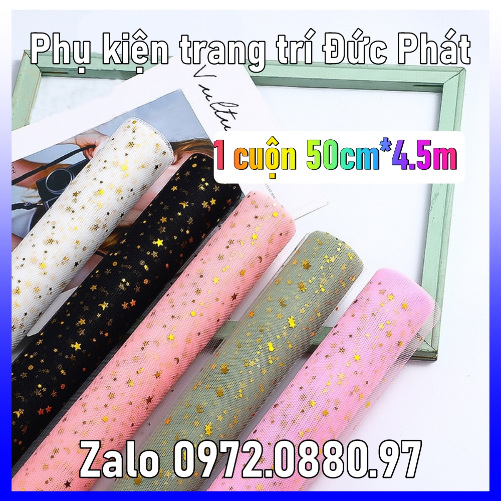 Cuộn lưới voan sao gói hoa,trí oản tài lộc,decor-cuộn dài 5m
