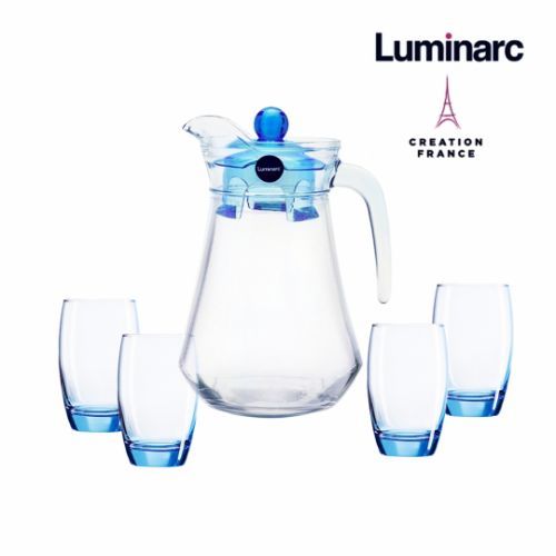 Bộ Bình Ly Thủy Tinh Luminarc Arc Salto Blue 5 món - LUBIV6105