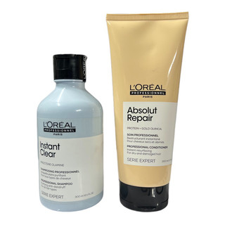 Cặp dầu gội xả làm sạch gàu cho tóc khô hư tổn L'oreal Serie Expert Instant Clear 300ml/200ml